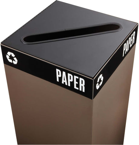 Public Square® Recycling Trash Can Lid Slot Black [2987BL] Safco Waste Receptacle 2987BL