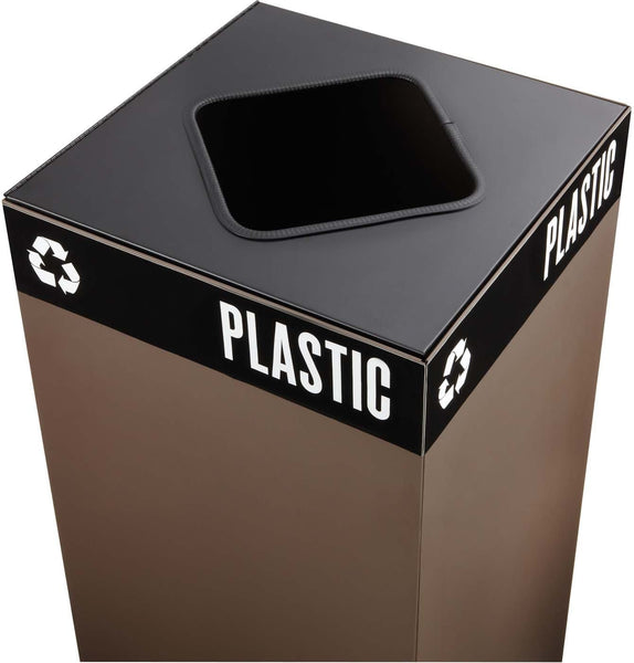 Public Square® Recycling Trash Can Lid Square Black [2989BL] Safco Waste Receptacle 2989BL