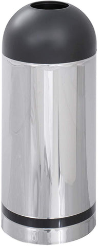 Reflections Trash Can Open Top Dome 15 Gallon Silver & Black [9871] Safco Waste Receptacle 9871