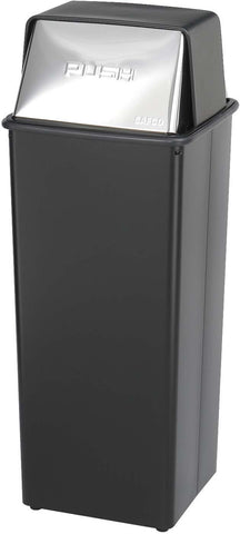 Reflections Trash Can Push Top 21 Gallon Silver & Black [9893] Safco Waste Receptacle 9893