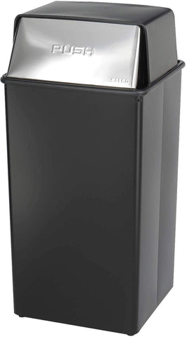 Reflections Trash Can Push Top 36 Gallon Black & Silver [9895] Safco Waste Receptacle 9895