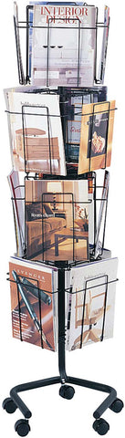 Rotary Floor Literature Display 16 Pocket Black [4139CH] Safco Literature Stand 4139CH