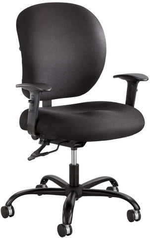 Safco Alday&trade; 24 Hour Office Chair [3391BL] Safco Black Fabric BL / Add Adj. T-shape Arms 3399BL (+$50) 3391BL