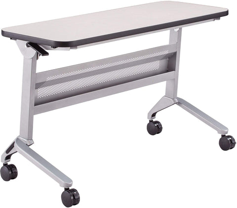Safco Flip-N-Go 18 x 48" Rectangular Training Table, LPL [LF1848T] Safco Folkstone / Silver Training Table LF1848TSLVFLK4