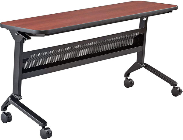 Safco Flip-N-Go 18 x 60" Rectangular Training Table, LPL [LF1860T] Safco Biltmore Cherry / Black Training Table LF1860TSLCRM