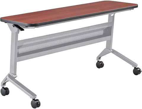 Safco Flip-N-Go 18 x 60" Rectangular Training Table, LPL [LF1860T] Safco Biltmore Cherry / Silver Training Table LF1860TSLVLCRM
