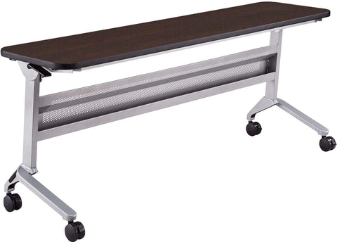 Safco Flip-N-Go 18 x 72" Rectangular Training Table, LPL [LF1872T] Safco Mocha / Silver Training Table LF1872TSLVLDCM