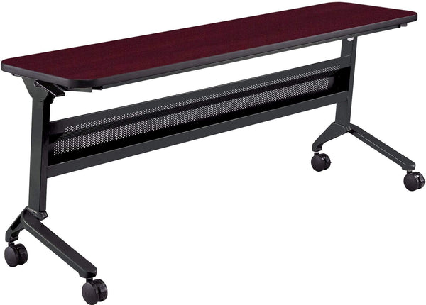 Safco Flip-N-Go 18 x 72" Rectangular Training Table, LPL [LF1872T] Safco Regal Mahogany / Black Training Table LF1872TSRMH