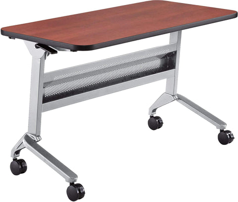 Safco Flip-N-Go 24 x 48" Rectangular Training Table, LPL [LF2448T] Safco Biltmore Cherry / Silver Training Table LF2448TSLVLCRM