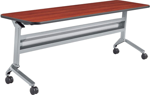 Safco Flip-N-Go 24 x 72" Rectangular Training Table, LPL [LF2472T] Safco Biltmore Cherry / Silver Training Table LF2472TSLVLCRM