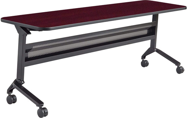Safco Flip-N-Go 24 x 72" Rectangular Training Table, LPL [LF2472T] Safco Regal Mahogany / Black Training Table LF2472TSRMH