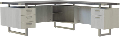 Safco Mirella L-Shaped Configuration Desk, BBB/BF [MRLSBF7236] Safco Stone Gray L Shaped Workstation MRLSBF7236SGY