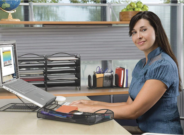 Safco Onyx Deluxe Organizer (Qty. 6) [3251] Safco Black Desktop Organizer 3251BL