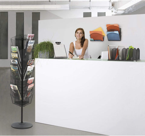 Safco Onyx Magnetic Mesh Triple File Pocket (Qty. 6) [4175] Safco Black Desktop Organizer 4175BL