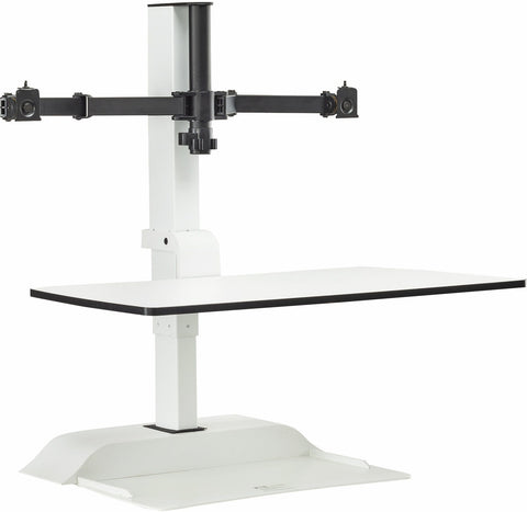 Safco Soar by Safco Electric Desktop Sit/Stand "“ Dual Monitor Arm [2193] Safco White Desk Riser 2193WH