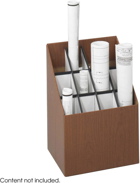 Safco Upright Roll File 12 Compartment Walnut [3079] Safco File Sorter 3079
