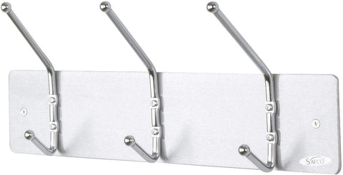 Safco Wall Rack Coat Hook, 3 Hook (Qty. 12) [4161] Safco Silver Coat Hook 4161