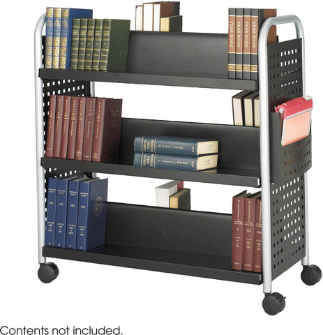 Scoot™ Double-Sided Book Cart 6 Shelves Black [5335BL] Safco Serving Cart 5335BL