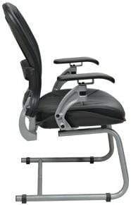 Space Seating® Air Grid Back Leather Visitors Chair [3685] Office Star Mesh Chair 3685