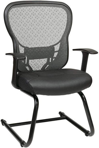 Space Seating Cantilevered Sled Base Mesh Guest Chair [529-3R2V30] Office Star Black Eco-Leather -E3 Mesh Chair 529-E3R2V30