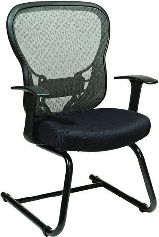 Space Seating Cantilevered Sled Base Mesh Guest Chair [529-3R2V30] Office Star Black Mesh Fabric -3R Mesh Chair 529-3R2V30