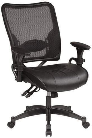 Space Seating® Ergonomic Mesh Desk Chair with Leather Seat [6876] Office Star Mesh Chair 6876