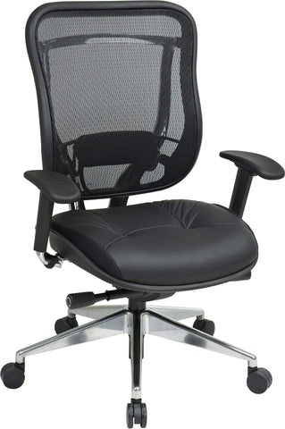 Space Seating® Executive High Back Mesh Chair Leather Seat [818A-41P9C1A8] Office Star Mesh Chair 818A-41P9C1A8