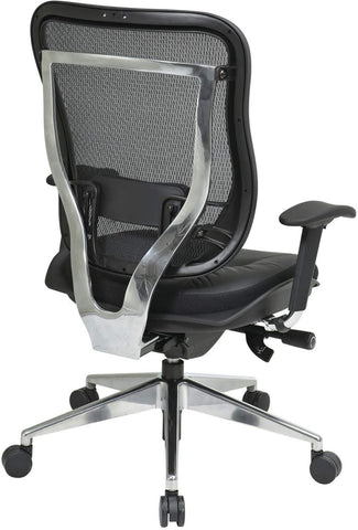 Space Seating® Executive High Back Mesh Chair Leather Seat [818A-41P9C1A8] Office Star Mesh Chair 818A-41P9C1A8