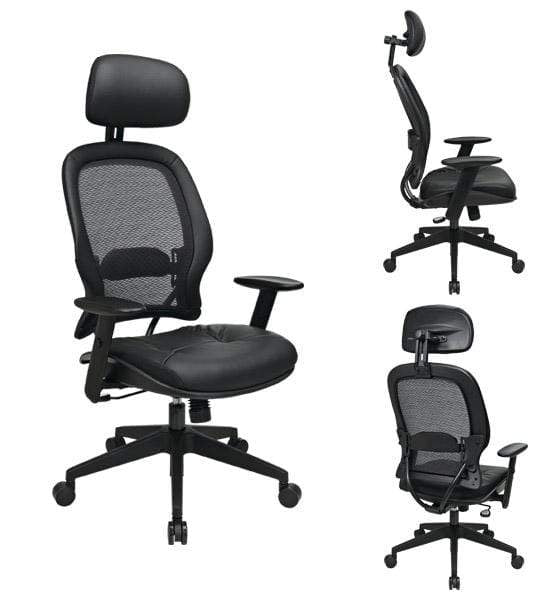 Space Seating Leather Air Grid Chair with Headrest [57906] Office