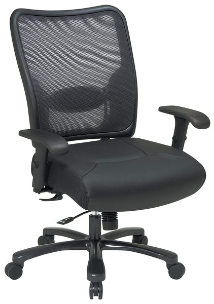 Space Seating Mesh Back Leather Big and Tall Chair [75-47A773] Office Star Mesh Chair 75-47A773
