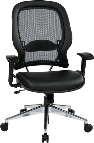 Space Seating® Professional Air Grid® Back Chair Bonded Leather Seat [335-E37P918P] Office Star Mesh Chair 335-E37P918P