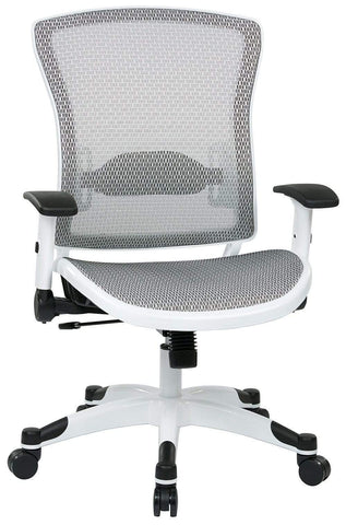 Space Seating® White Frame Mesh Office Chair Flip Up Arms [317W-W11C1F2W] Office Star Mesh Chair 317W-W11C1F2W