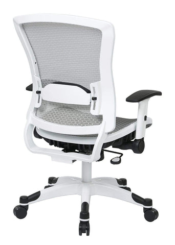 Space Seating® White Frame Mesh Office Chair Flip Up Arms [317W-W11C1F2W] Office Star Mesh Chair 317W-W11C1F2W