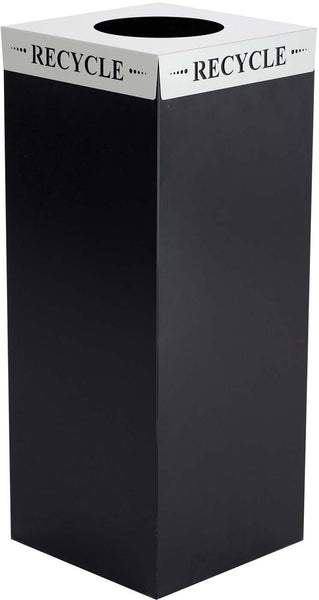 Square-Fecta™ Recycling Trash Can Lid Recycle Steel [2990] Safco Silver Lid, Recycle Waste Receptacle 2990RE