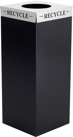 Square-Fecta™ Recycling Trash Can Lid Recycle Steel [2990] Safco Silver Lid, Recycle Waste Receptacle 2990RE