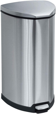 Stainless Step-On Trash Can 10 Gallon [9687SS] Safco Waste Receptacle 9687SS
