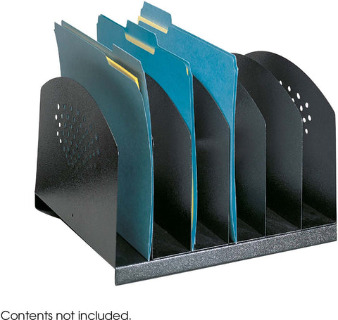 Steel Desk Organizer 6 Upright Sections Black [3155BL] Safco Desktop Organizer 3155BL