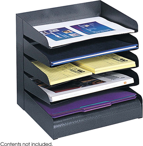 Steel Desk Tray Sorter 5 Shelf Black [3127BL] Safco Desktop Organizer 3127BL