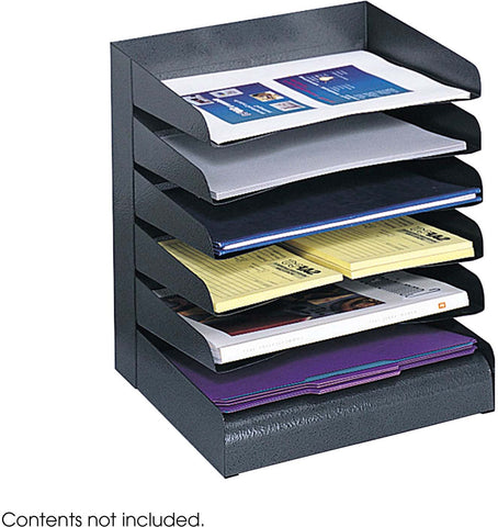 Steel Desk Tray Sorter 6 Shelf Black [3128BL] Safco Desktop Organizer 3128BL