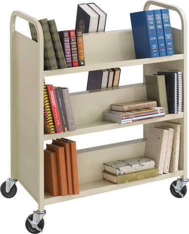 Steel Double-Sided Book Cart 6 Sheves Tan [5357SA] Safco File Cabinet 5357SA