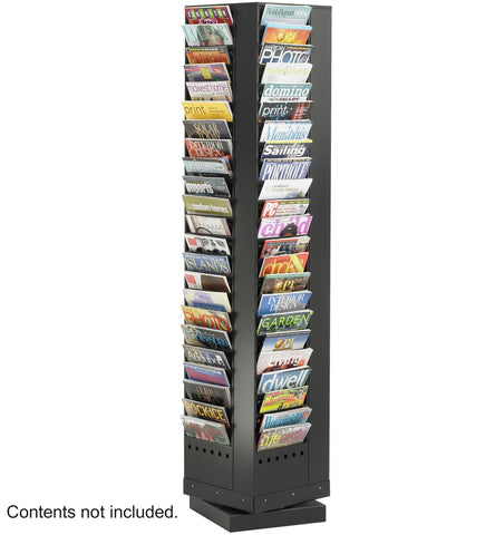 Steel Rotary Magazine Rack 92 Pocket, Black [4325BL] Safco Literature Stand 4325BL