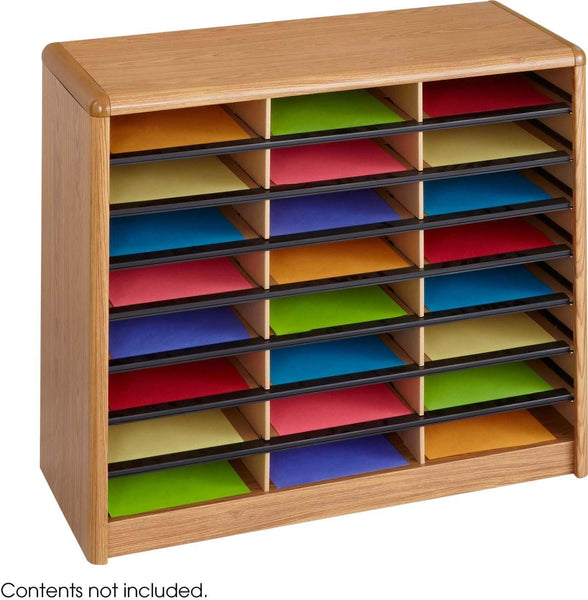 Value Sorter® Literature Organizer 24 Compartment Black [7111BL] Safco Medium Oak Literature Organizer 7111MO