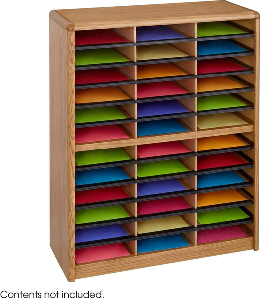 Value Sorter® Literature Organizer 36 Compartment Black [7121BL] Safco Medium Oak Literature Organizer 7121MO