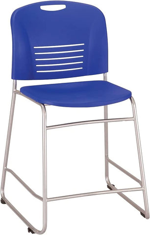 Vy™ Counter-Height Chair Sled Base Seat & Back Silver Base [4296] Safco Blue Bar Stool 4296BU