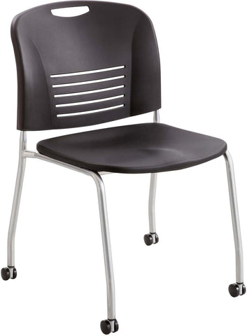 Vy™ Stack Chair Straight Leg with Casters Wheels Set of 2 [4291] Safco Black Stacking Chair 4291BL