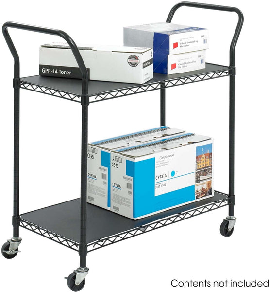Wire Utility Cart 2 Shelves Black [5337BL] Safco Serving Cart 5337BL