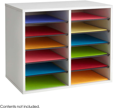 Wood Adjustable Literature Organizer 12 Compartment [9420] Safco Gray Literature Organizer 9420GR