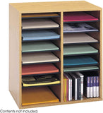 Wood Adjustable Literature Organizer 16 Compartment [9422] Safco Medium Oak Literature Organizer 9422MO