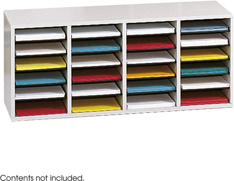 Wood Adjustable Literature Organizer 24 Compartment [9423] Safco Gray Literature Organizer 9423GR