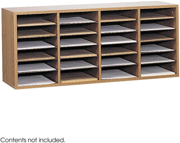 Wood Adjustable Literature Organizer 24 Compartment [9423] Safco Medium Oak Literature Organizer 9423MO